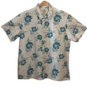 Tranquility Saltwater Tropical Print Button Down Shirt Size XL